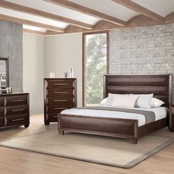 Brand New Espresso 4pc Queen Bedroom Set 
