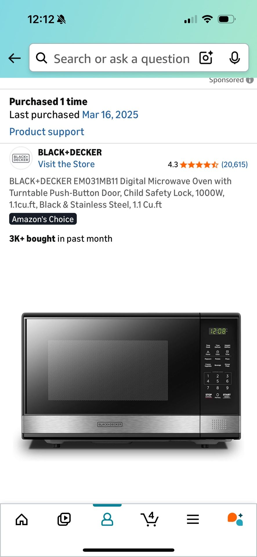 Black And Decker 1000W Microwave