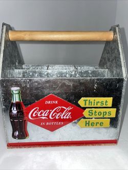 Vintage coca cola tin metal caddy never used located in palm springs ca perfect