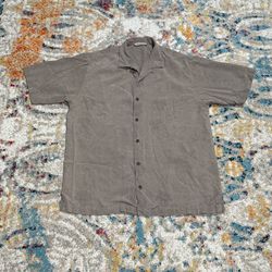 Tommy Bahama Brown Textured Silk Button Up