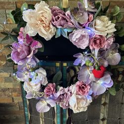 Here’s A Beautiful Hand Crafted Wreath With An Assortment Of Silk Flowers That Can Last A Lifetime! 