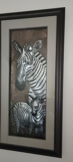 Set of 2 large,Zebra and Giraffe wall frames