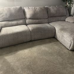 Gray Sofa (Couch) Manual Recliner 