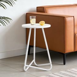 White Round Metal Side Table