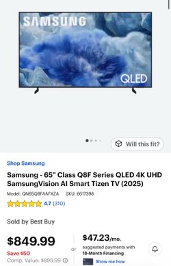 Samsung - 65” Class Q8F Series QLED 4K UHD