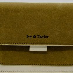 NEW Ivy & Taylor The Kiara Khaki Colorblock PU Suede Xbody Handbag Purse