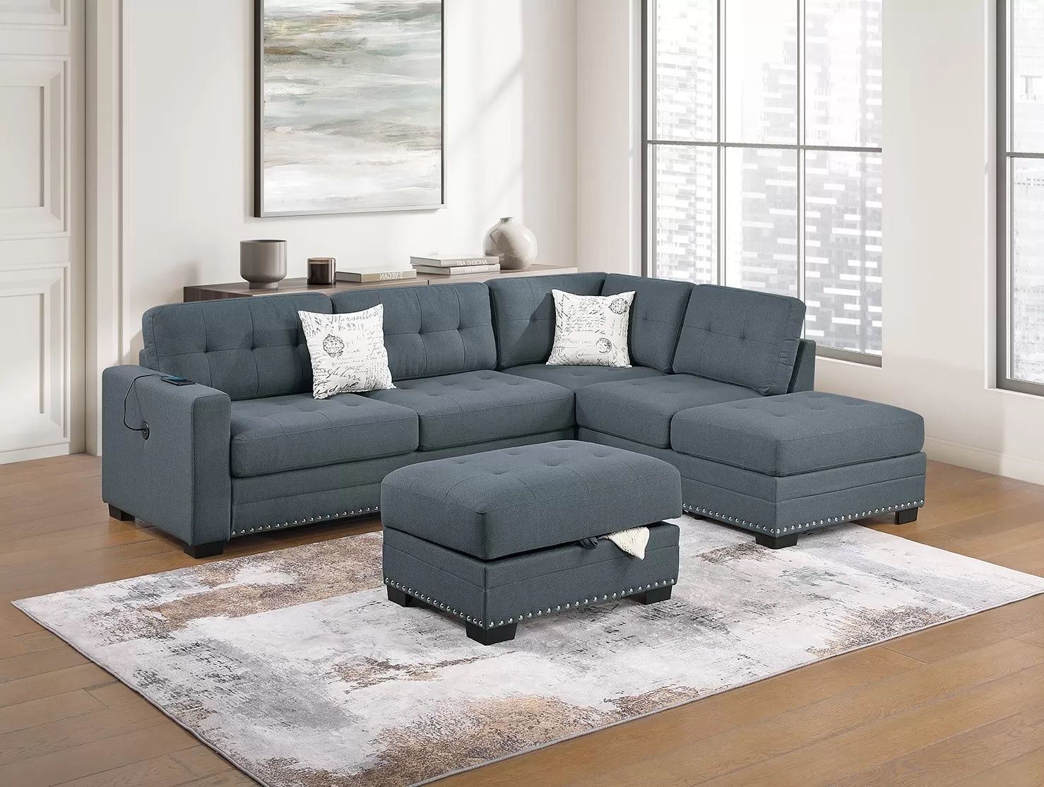 NEW SECTIONAL & OTTOMAN GRAY COLOR