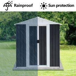 5X3 Feet Dark Grey Outdoor Storage Shed With Aluminum Alloy Frame (old SKU W2794P195736)