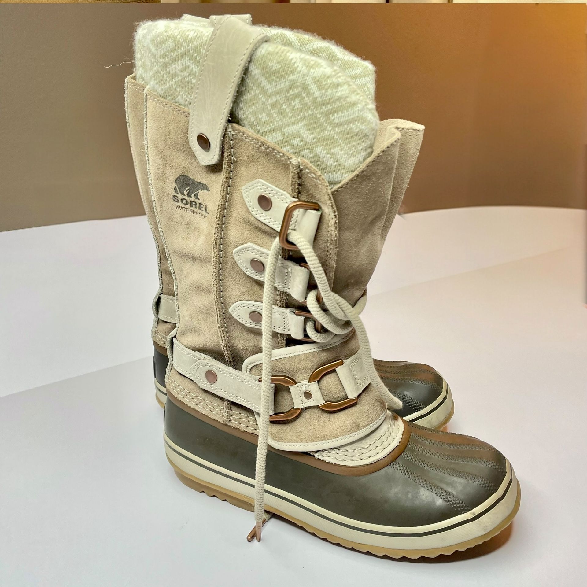 SOREL Joan Of Arctic Premium Tall Boots Women 8 Winter Waterproof Suede Wool