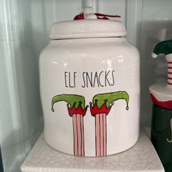 Rae Dunn “ ELF SNACKS” Elf Feet Canister