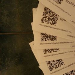 Bitcoin wallets (1/100th Bitcoin value in each)