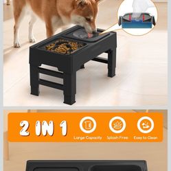 No spill water bowl+Slow Feeder Black
