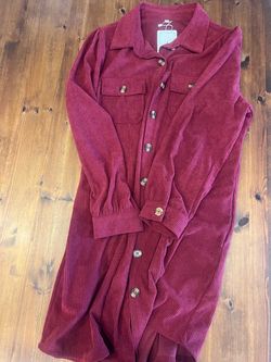 NWT Alaster Queen Burgundy Corduroy Button-Down Dress