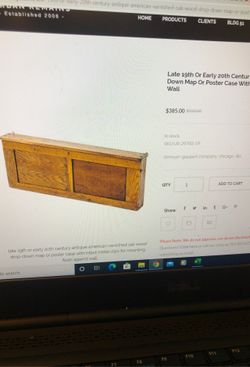 Antique School House Oak Map Case Cabinet Vintage Pull Down