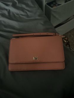 Michael Kors Jet Set Medium Pebbled Leather Flap Crossbody Purse Brown