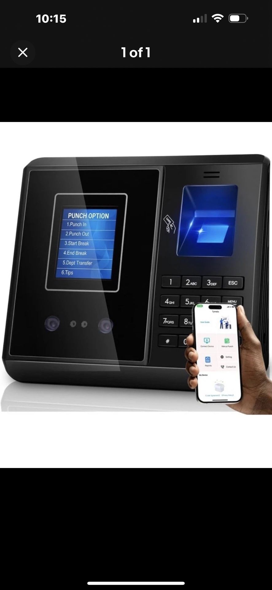 5s Setup Time Clock – Multi-Punch Daily, Auto Break & Lunch, App-Based, 10 IC...