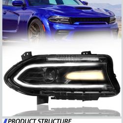 Headlights Assembly Fit for 2015 2016 2017 2018 2019 2020 Dodge Charger Halogen Model Headlamp with Turn Signal Lights Driver Left Side And Right 