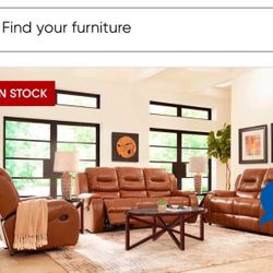 Leather Brown Recliner Set 