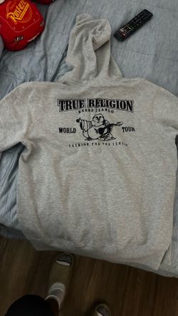 Gray true religion zip up hoodie