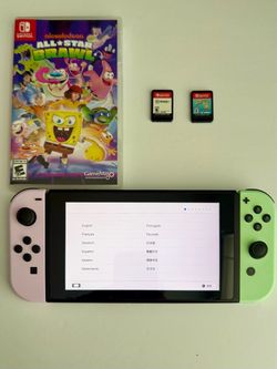 Nintendo Switch Purple and Green with 3 Games