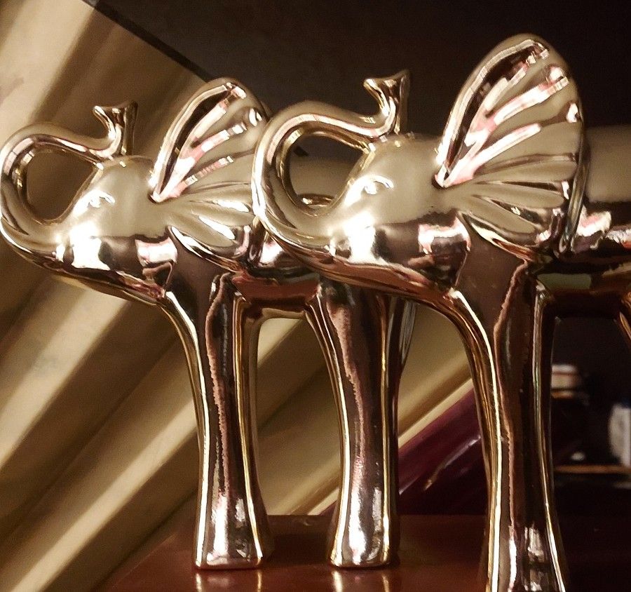 2 Gold  Elephants 