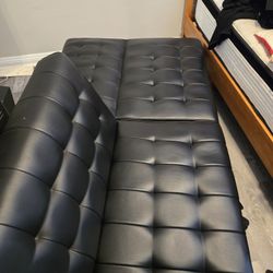 Black Leather Convertible Couch