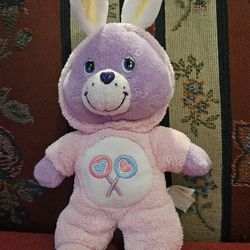 EASTER CARE BEARS IN A BUNNY RABBIT COSTUME SOFT  PLUSH  TOY  8"  PRE-OWNED