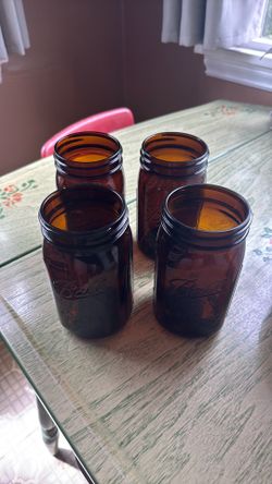 32 oz mason jars brown glass