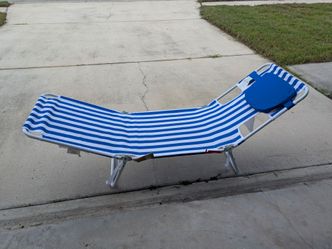 2 Folding Beach Lounge Chairs and 1 Oversized Reclining, Blue