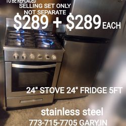 Small 24" Stove 24 Fridge Refrigerator Stainless Steel 