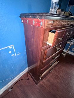 Tall Wooden Dresser with Brass Hardware Cajonera