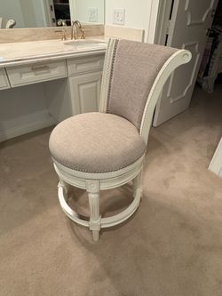 Beige Swivel Vanity Stool