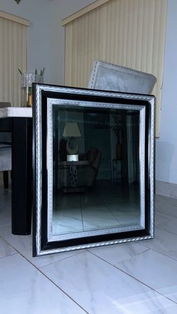 Large Wall Mirror Black Silver Frame