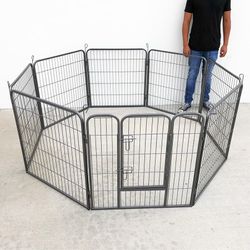 (NEW) $100 Heavy Duty 32” Tall x 32” Wide x 8-Panel Pet Playpen Dog Crate Kennel Exercise Cage Fence
