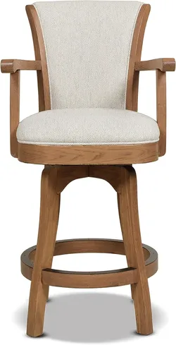 Jennifer Taylor Home Williams 27” Swivel Counter Height Bar Stool, White Pepper Stain Resistant High Performance Polyester