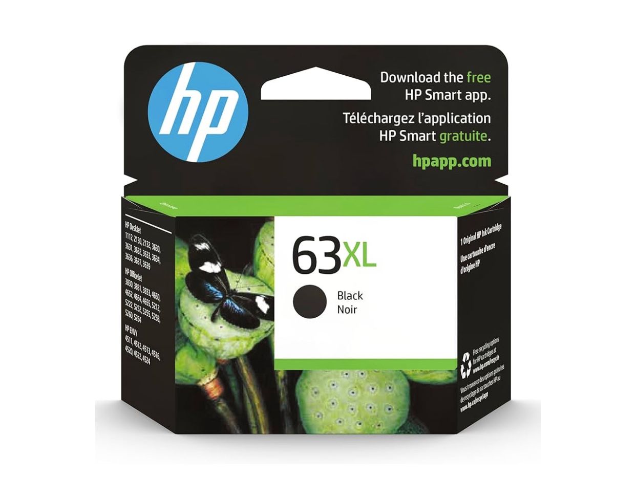 HP 63XL Black High-yield Ink Cartridge | Works with HP DeskJet 1112, 2130, 3630 Series; HP ENVY 4510, 4520 Series; HP OfficeJet 3830, 4650, 5200 Serie