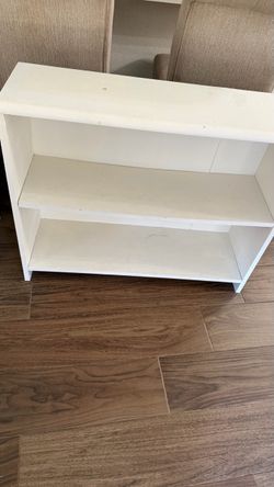 White Wood Bookshelf with Two Shelves