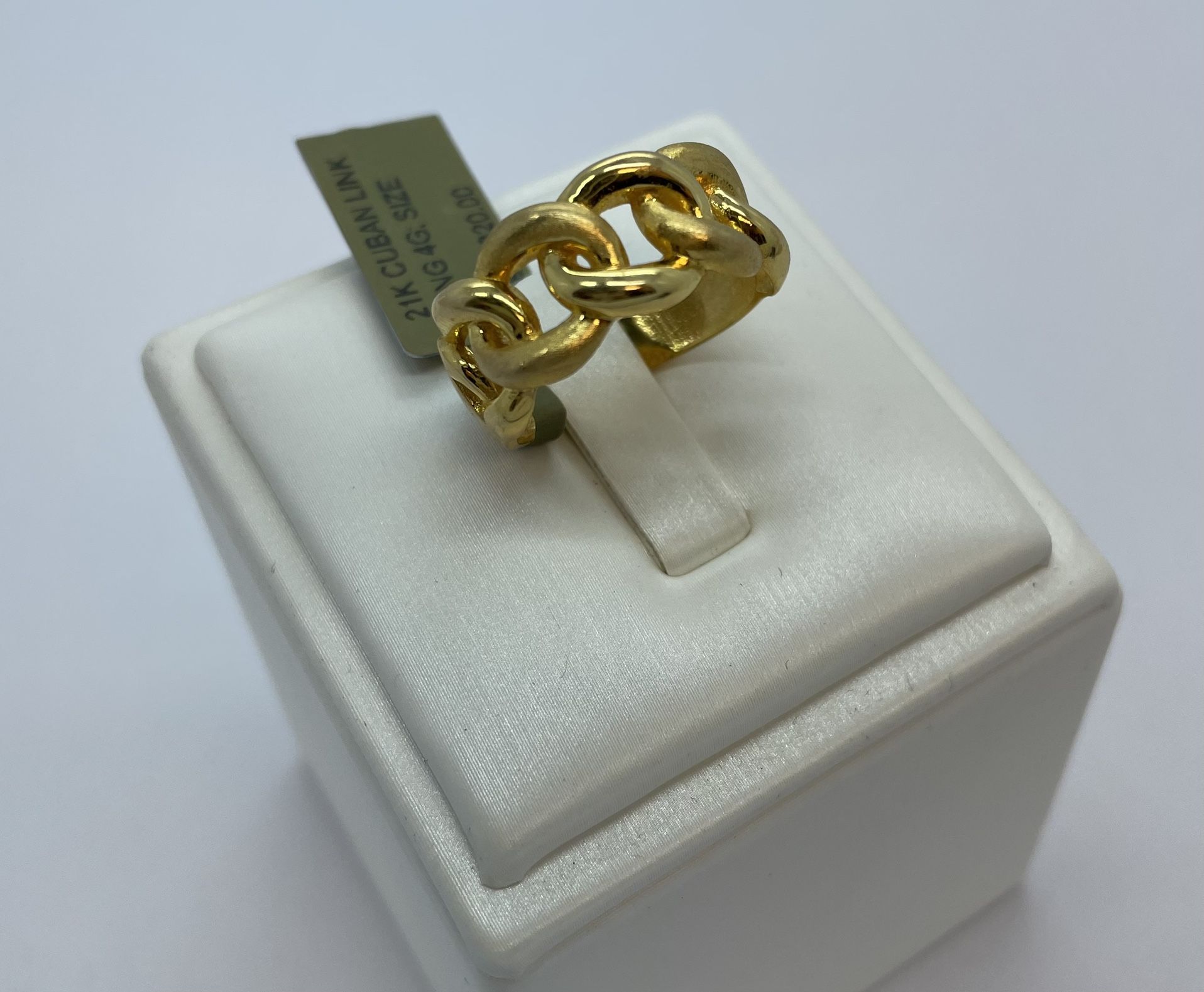 21K Gold Cuban Link Ring . 