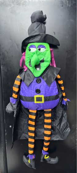 VTG Halloween 3D Windsock Witch 47" BIG NOSE Yard Flag Decor