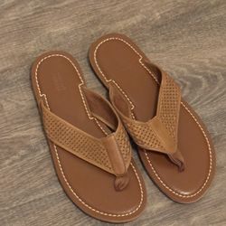 Johnson & Murphy Leather Flip Flops Mens Size 12 