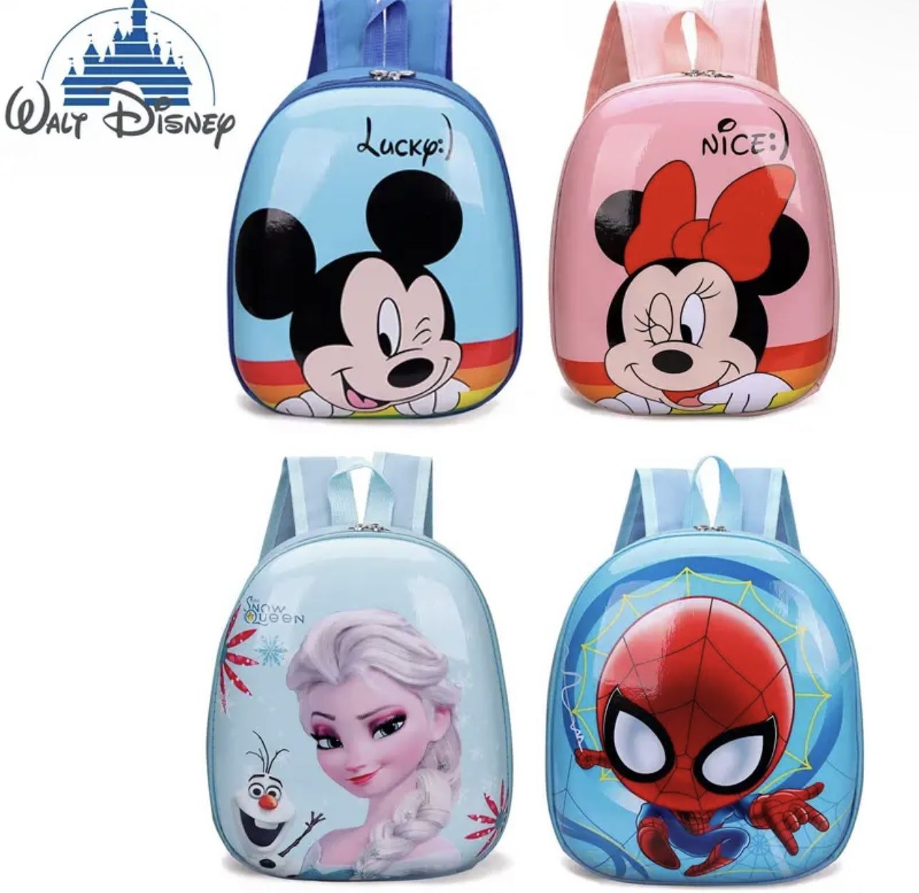Genuine Disney Cartoon Backpack Mickey Mouse Spiderman Frozen Kids Cute Hard Shell Waterproof High Capacity School Bag Girl Gift