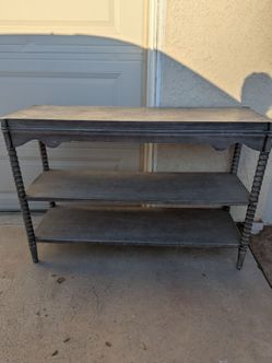 Two-Tier Wood Side Table with Spool Legs