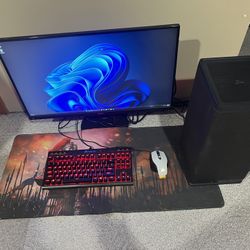 High SFF Gaming PC Setup, RTX 4070 Ti, 7800X3D, 32GB, 1TB NVMe, 240MM AIO, 850W, 27” 1440P Monitor, Gaming Gear