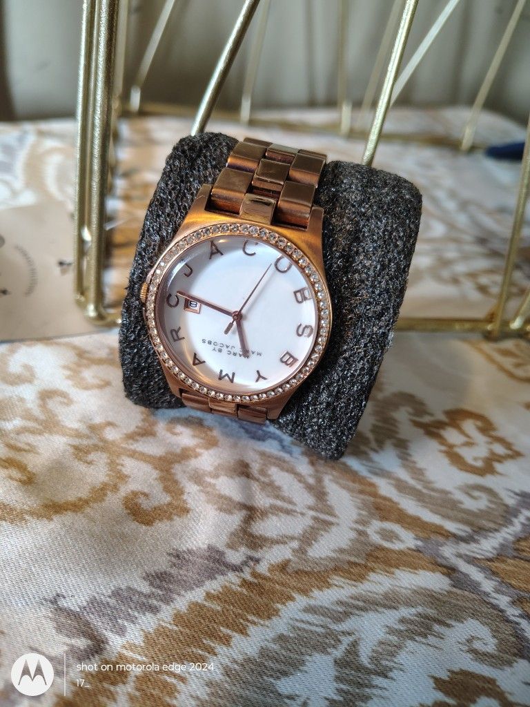 “Marc by Marc Jacobs Rose Gold Crystal Bezel Designer Watch – Rare Discontinued Line”