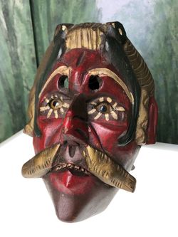 Unique Wood Carved Mask H9x8”