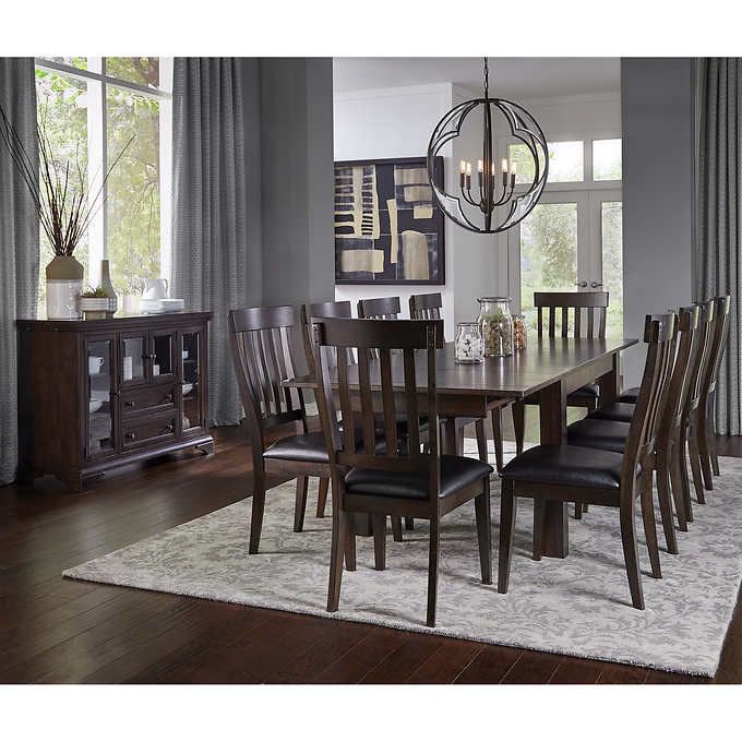 60% OFF // LIKE NEW // COSTCO Asheville 12-piece Dining Table Set and Server