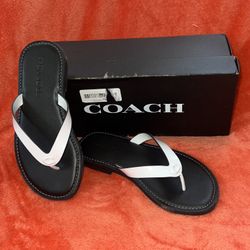 New inbox Women’s size 5 Coach Brianna Leather Sandals Black/White