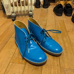 Clark's Blue Patent Leather Boots With Natural Rubber Size 11 - Gig Harbor