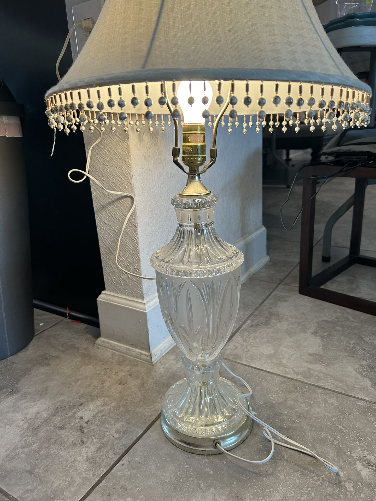 Vintage 1980s Crystal Lamp