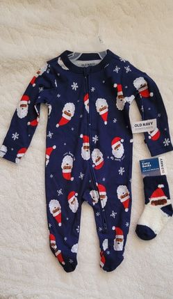 New! Infant Santa Sleeper and Socks (African-American)